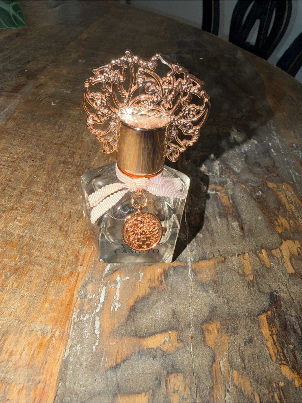 Vince Camuto Rose Gold Decorative Perfume Bottle with Pink Bow